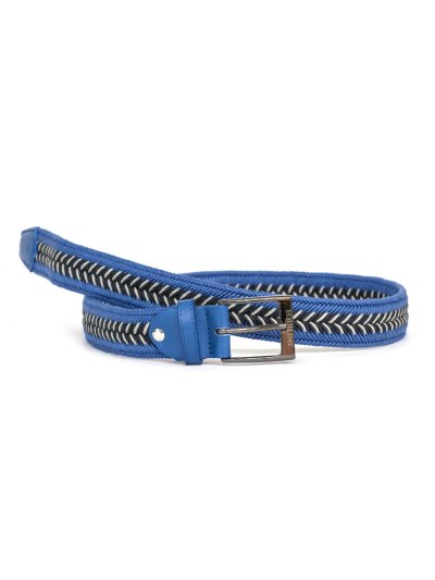 Ceinture tressée en coton bleu, gris et noir modèle Poluo - Equiline