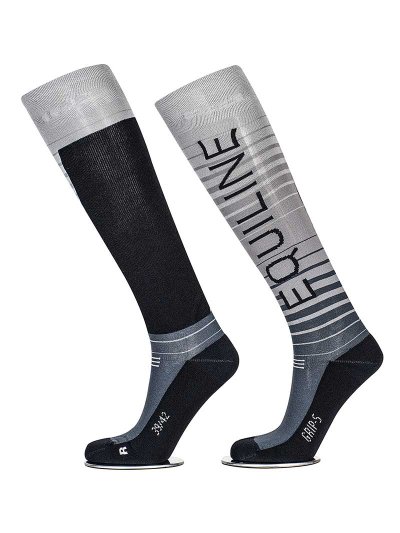 Chaussettes hautes à rayures degradado en gris avec grip à l'intérieur- Quartz - Equiline
