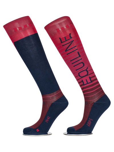 Chaussettes hautes à rayures degradado en rouge/bordeaux avec grip à l'intérieur- Quartz - Equiline