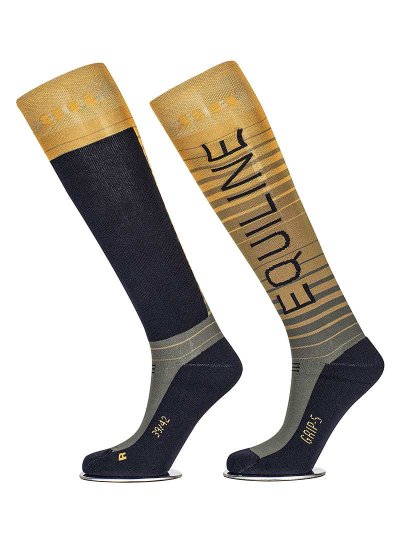 Chaussettes hautes à rayures degradado en jaune avec grip à l'intérieur- Quartz - Equiline