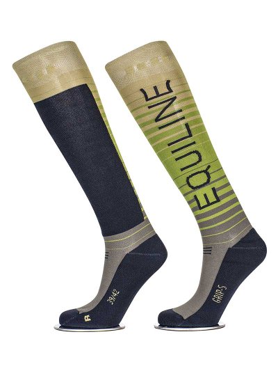 Chaussettes hautes à rayures degradado en vert avec grip à l'intérieur- Quartz - Equiline