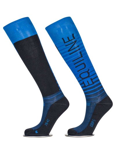 Chaussettes hautes à rayures degradado en bleu avec grip à l'intérieur- Quartz - Equiline