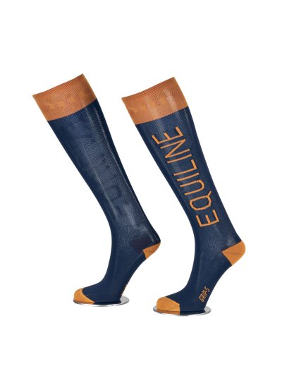 Chaussettes hautes bleu marine et orange - Cassidy - Equiline