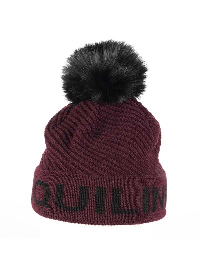 Gorro de punto burdeos con pompón negro - Claficp - Equiline