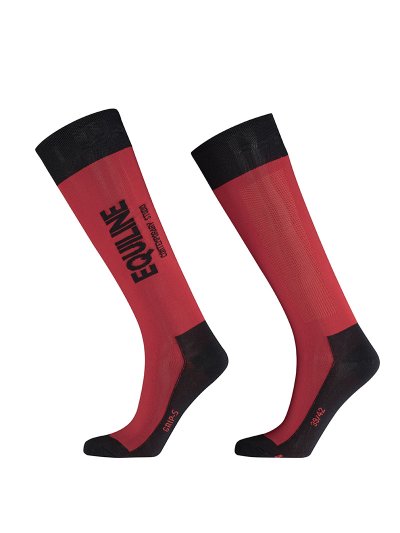 Calcetines de caña alta rojos con el logo en vertical - Cerlic - Equiline