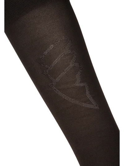 Calcetines de montar marrón oscuro (Coffee Bean) con logo de microtachuelas planas para mujer EQGLOSY - Equiline - imagen 2