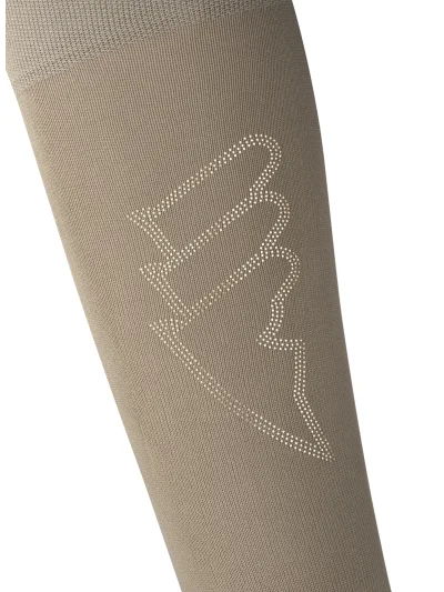 Calcetines de montar beige grisáceos (Greige) con logo de microtachuelas planas para mujer EQGLOSY - Equiline - imagen 2