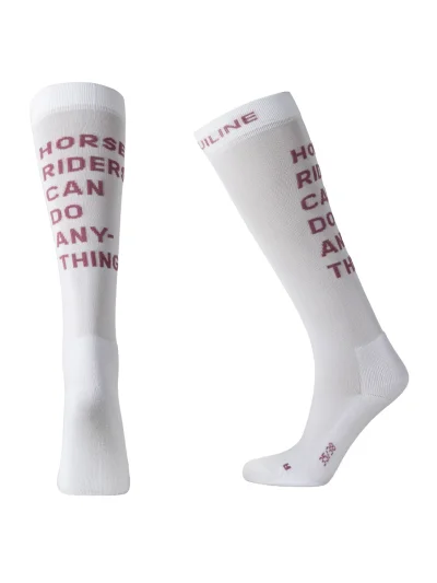 Calcetines de montar blancos junior con letras jacquard en la parte trasera EQGOL - Equiline - imagen 2