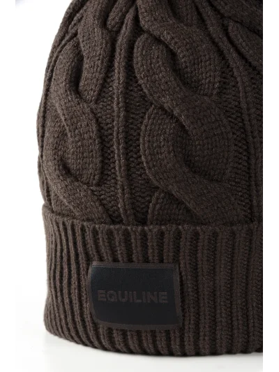 Dark brown (Coffee Bean) cable-knit pom-pom hat for women EQGAT - Equiline - imagen 3