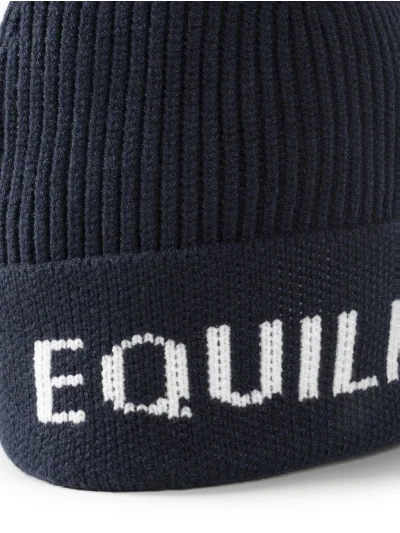 Navy junior pom-pom hat with jacquard logo EQCLAPO - Equiline - imagen 2
