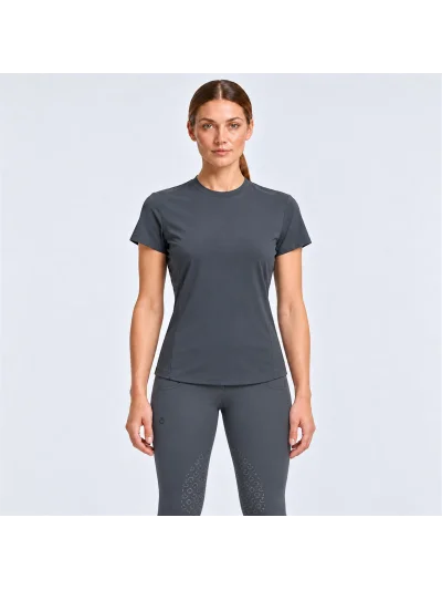 Camiseta de entrenamiento de manga corta gris oscuro para mujer - Cavalleria Toscana