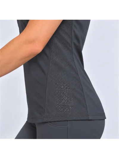 Camiseta de entrenamiento de manga corta gris oscuro para mujer - Cavalleria Toscana - imagen 3