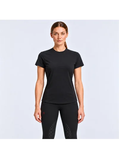 Camiseta de entrenamiento de manga corta negra para mujer - Cavalleria Toscana