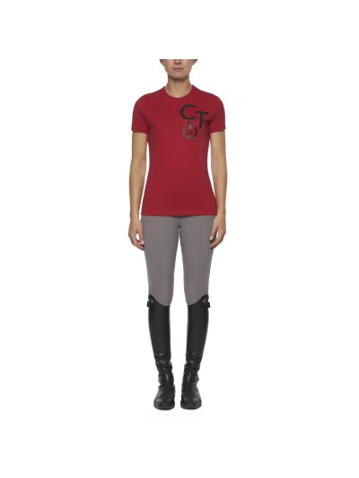 T-shirt à manches courtes rouge et noir pour femme - Cavalleria Toscana