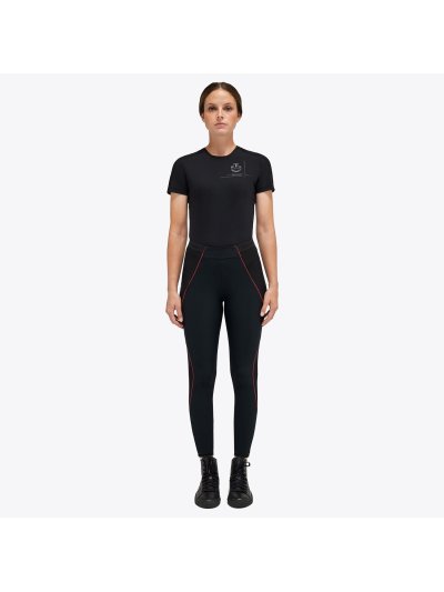 Camiseta técnica de manga corta negra para mujer - Academy -  Cavalleria Toscana