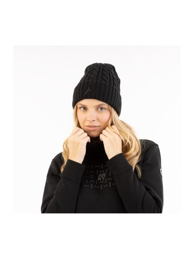 Gorro de punto de ochos negro e interior polar para mujer -ANKY