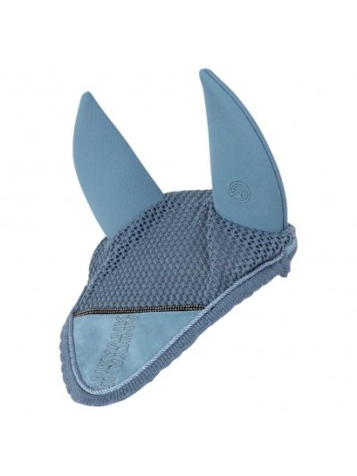 Gray-blue earmuffs decorated with laces and rhinestones with anti-noise ears for horse and pony - Anky