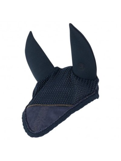 Navy blue earmuffs decorated with laces and rhinestones with anti-noise ears for horse and pony - Anky