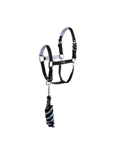 Cabezada de cuadra con ramal negro y lila para caballo - Anky