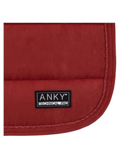 Red (Dark Scarlet) dressage saddle pad with anti-slip at the withers and reinforced girth strap area for horse - Anky - imagen 2