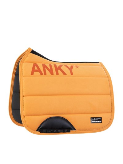 Orange (Golden Ochre) dressage saddle pad with anti-slip at the withers and reinforced girth strap area for horse - Anky