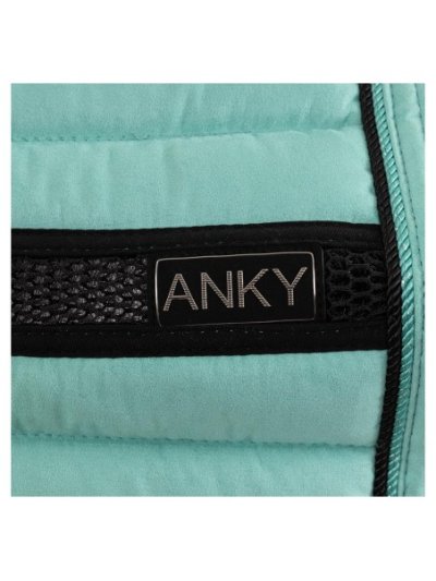 Green (Green Sea) dressage saddle pad with anti-slip at the withers, decorative cord edges and reinforced girth strap area for horse - Anky - imagen 3