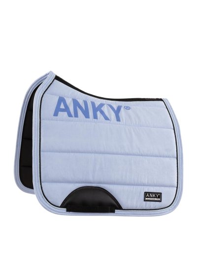 Lilac (Blue Heron) dressage saddle pad with anti-slip at the withers, decorative cord edges and reinforced girth strap area for horse - Anky