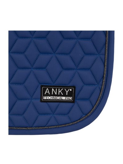 Dressage Saddle Pad Cobalt Blue (Twilight Blue) with Subtle Silver Shimmer Piping for Horse - Anky - imagen 2