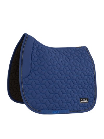 Dressage Saddle Pad Cobalt Blue (Twilight Blue) with Subtle Silver Shimmer Piping for Horse - Anky