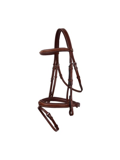 Brown leather bridle with padding on the headpiece for horse - BR