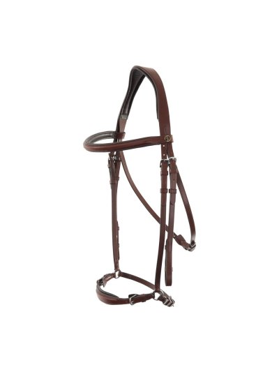 Bride en cuir marron avec muserolle alemana avec têtière anatomica - BR