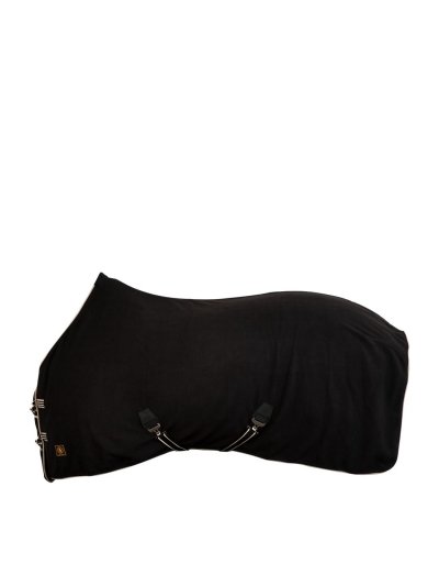 Manta polar negra (300g) con cinchuelos para caballo - BR
