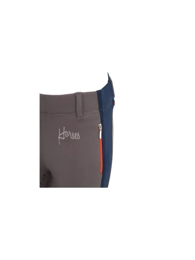 Pantalones de montar a caballo grises y azul marino con grip de silicona en la culera junior Hajo - BR - imagen 3