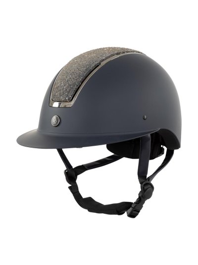 Matte navy blue and shiny horse riding helmet - Omega Glamourous - BR