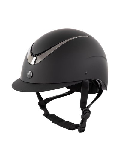 Casco para montar a caballo negro mate y un detalle en plata - Thèta Pintado - BR