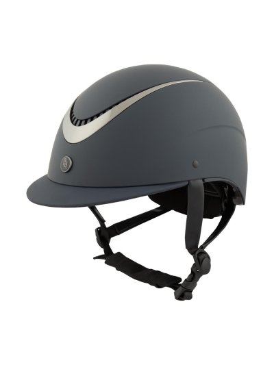 Matte navy blue horse riding helmet with a silver detail - Thèta Pintado - BR
