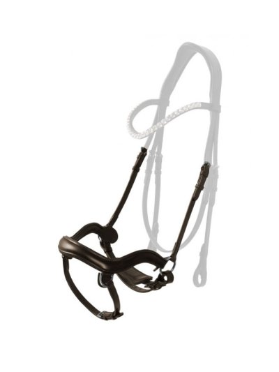 Muserolle en forma ondulada, en cuir lisse marron et matelassé pour Bride anglaise pour cheval - Zaldi