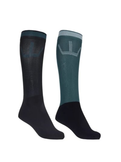 Pack de 2 pares de calcetines finos de competición (verde y negro) - KLNico - Kingsland