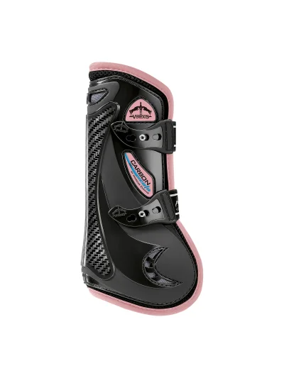 Guêtres antérieures de saut noir et rose poudré Carbon Gel Vento - Veredus
