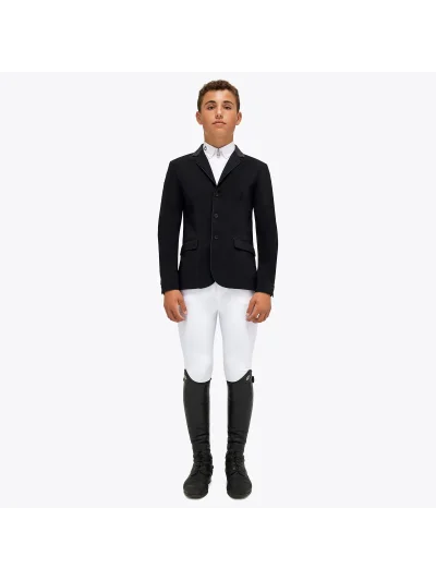 Boys' Black Competition Jacket with Alcantara Collar GP - Cavalleria Toscana