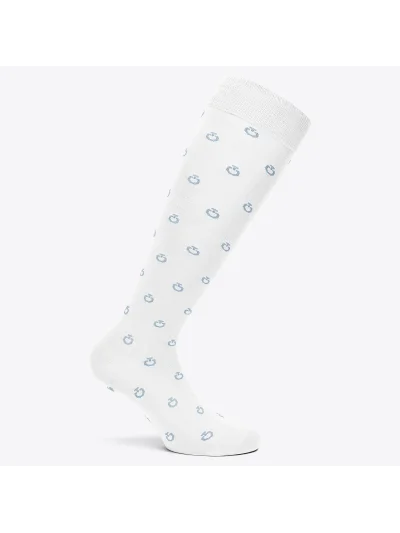 White knee-high socks with light blue mini logo print - Cavalleria Toscana