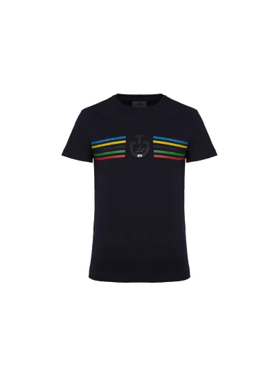 Camiseta de manga corta azul marino con colores junior unisex - Cavalleria Toscana - imagen 2