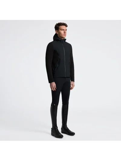 Chaqueta softshell técnica de punto negra con capucha para hombre - Cavalleria Toscana - imagen 2