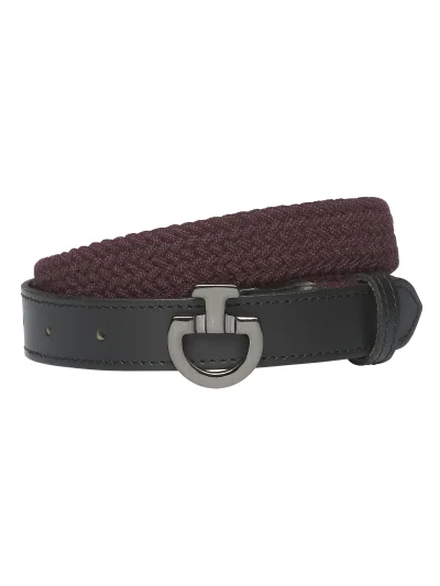 Ceinture bordeaux en coton tressé et élastique avec boucle logo junior - Cavalleria Toscana - imagen 2