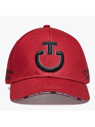 Gorra roja con el logo bordado en negro y gris - Cavalleria Toscana