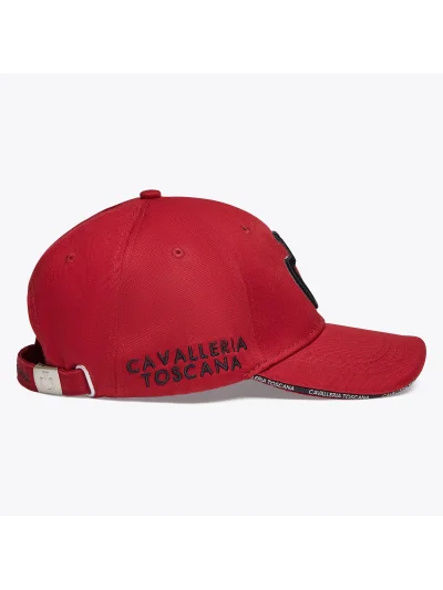 Gorra roja con el logo bordado en negro y gris - Cavalleria Toscana - imagen 2