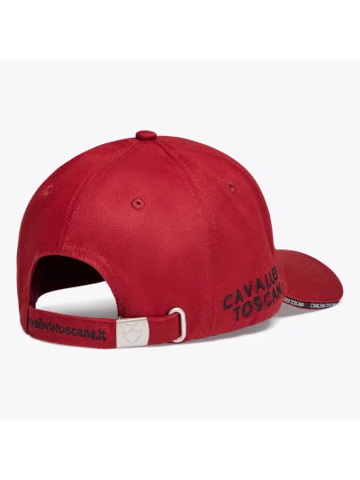 Gorra roja con el logo bordado en negro y gris - Cavalleria Toscana - imagen 3
