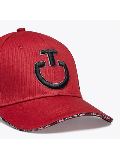 Gorra roja con el logo bordado en negro y gris - Cavalleria Toscana - imagen 4