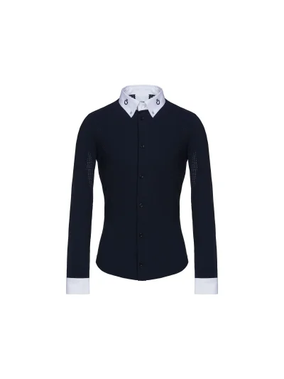 Camisa de concurso de manga larga azul marino para niño - Cavalleria Toscana - imagen 2