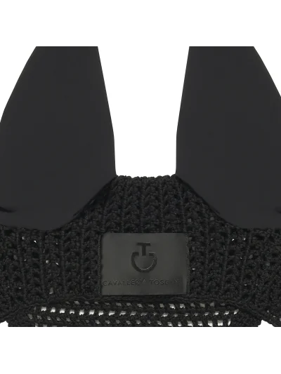 Black Crochet Ear Net with Elastic Ears for Horse and Pony - Cavalleria Toscana